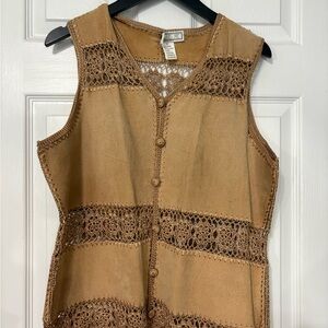Brown Crochet Lace Sleeveless Top